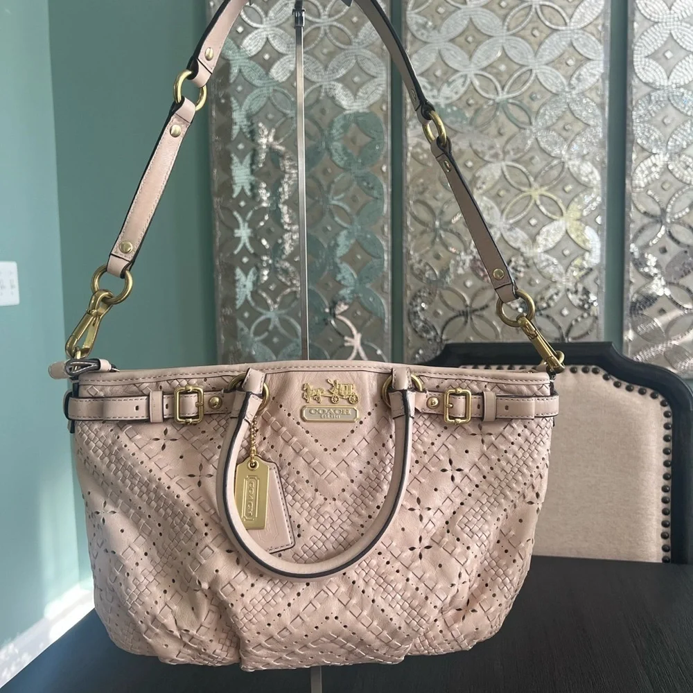 Coach Madison Criss Cross Leather Sophia Satchel Shoulder Bag